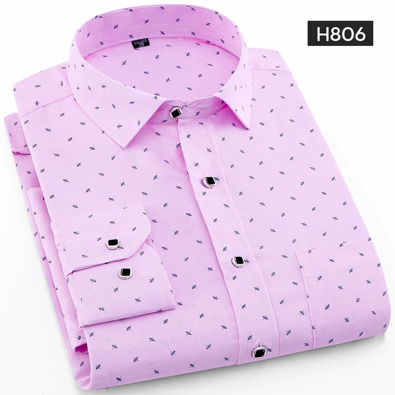 Camisa xadrez manga longa dos homens, vestido slim fit, marca de roupa masculina, primavera, verão, M-5XL