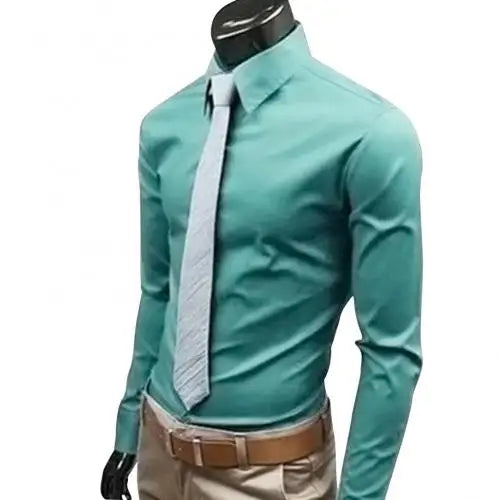 Camisa masculina de manga comprida, camisa casual, fina, cor sólida, plus size, camisa social masculina, M, 5XL