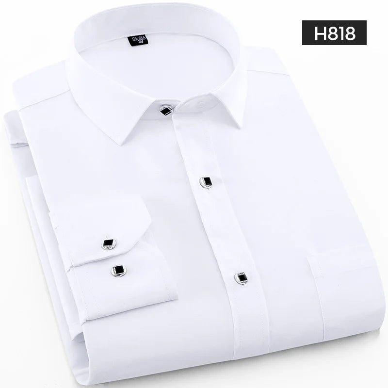 Camisa xadrez manga longa dos homens, vestido slim fit, marca de roupa masculina, primavera, verão, M-5XL