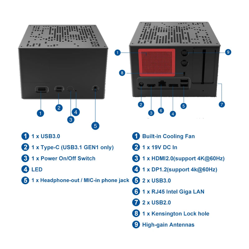 Eglobal diy gaming pc intel core 10th i7 10700t i9 10900t desktop cpu windows 11 mini itx computador hdmi2.0 dp1.2 4k display htpc