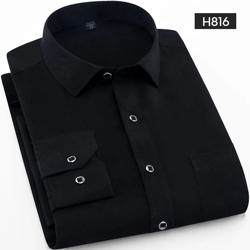 Camisa xadrez manga longa dos homens, vestido slim fit, marca de roupa masculina, primavera, verão, M-5XL