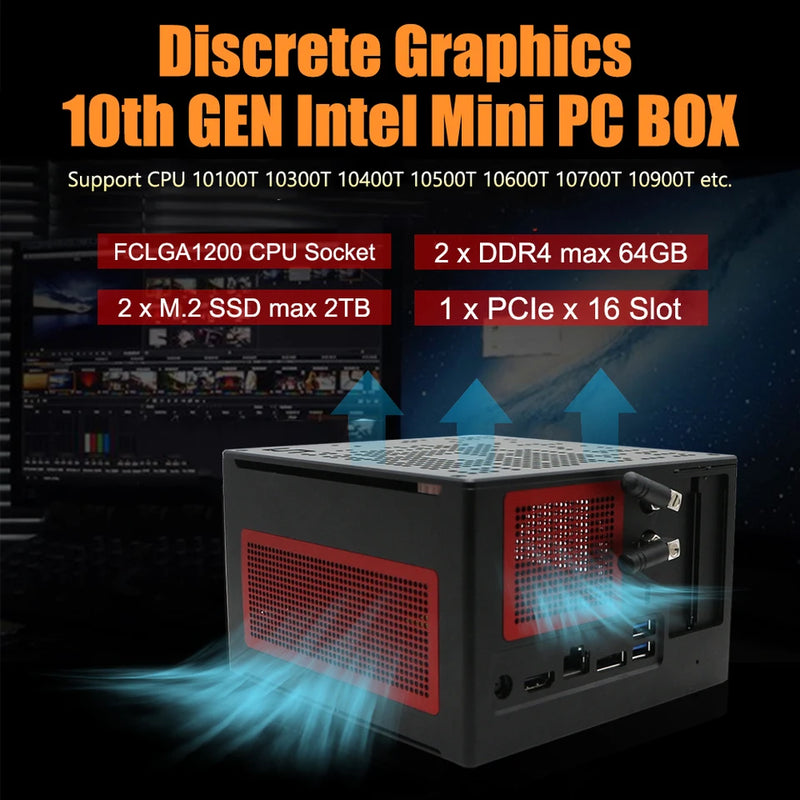 Eglobal diy gaming pc intel core 10th i7 10700t i9 10900t desktop cpu windows 11 mini itx computador hdmi2.0 dp1.2 4k display htpc