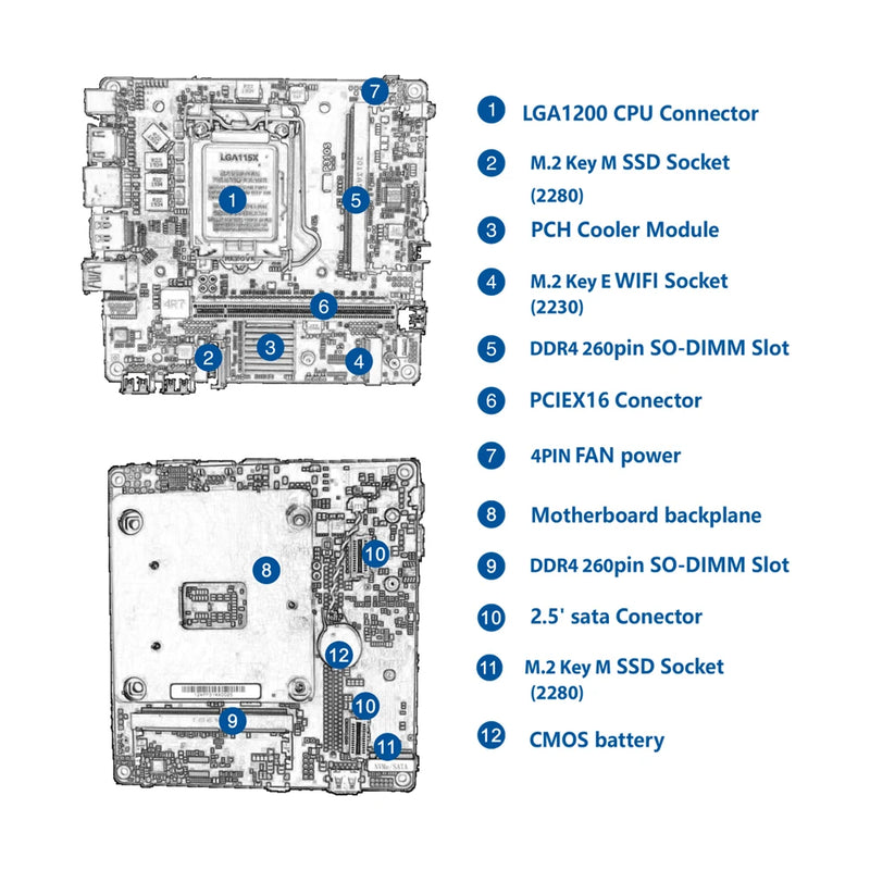 Eglobal diy gaming pc intel core 10th i7 10700t i9 10900t desktop cpu windows 11 mini itx computador hdmi2.0 dp1.2 4k display htpc