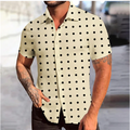 Camisa retrô xadrez masculina estampada vintage, manga havaiana curta grande, moda casual de luxo, verão, 2023