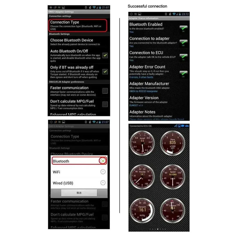 ELM327 Car Diagnostic Scanner, Leitor de Código, OBD2 Adaptador Interface, Bluetooth V1.5 Detector, Acessórios do carro, IOS, Android