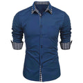 Camisa dupla de manga comprida masculina, monocromática, solta, clássica, havaiana, de negócios, escritório, 11 cores, 6XL, novo