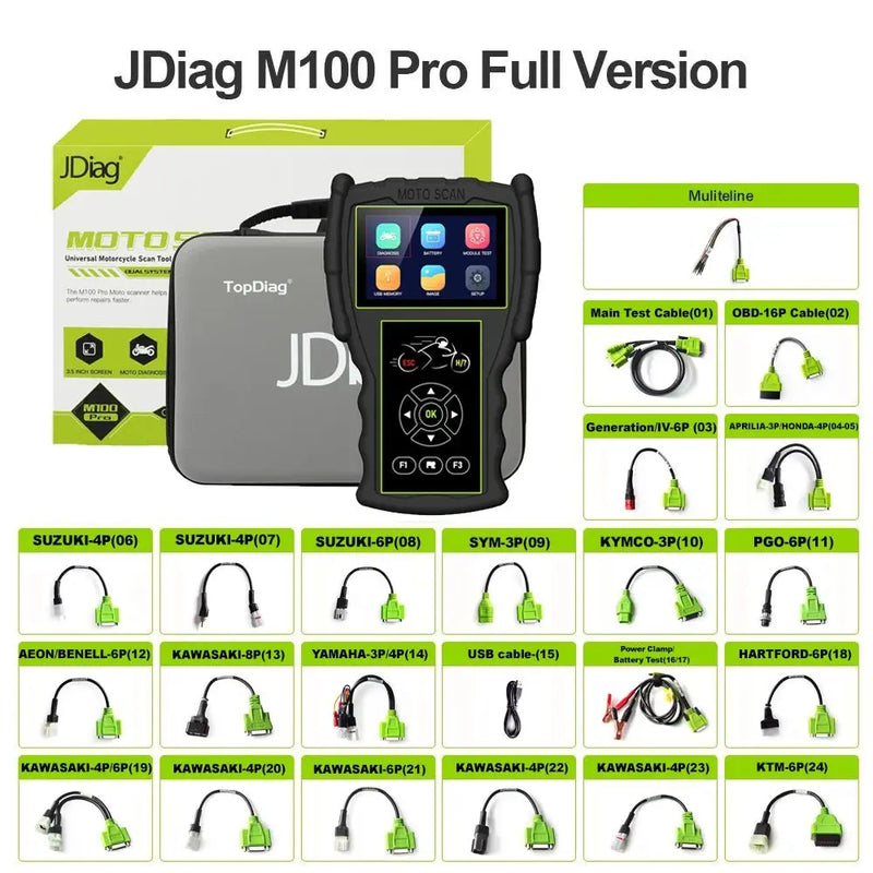 Jdiag m100 pro scanner de diagnóstico de motocicleta obd2 ferramenta de diagnóstico de falhas leitor de código de moto para bmw kawasaki yamaha suzuki ktm