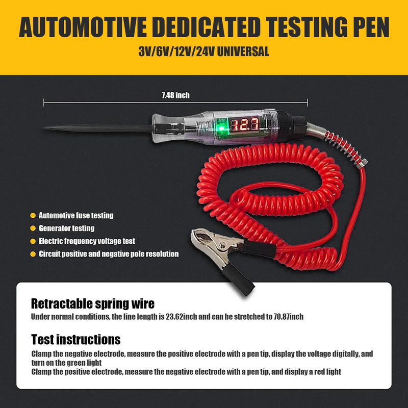 Car Truck Voltage Circuit Tester, Auto 6V 24V, Car Diagnostic Probe Test Pen, Lâmpada elétrica de medição Pen Tools