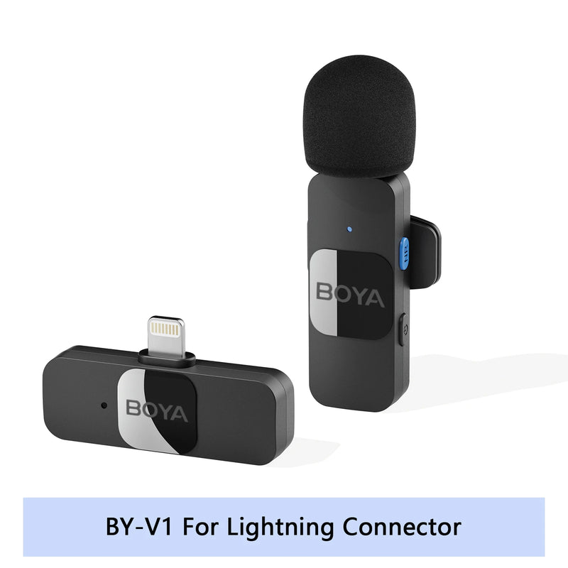 BOYA-Microfone de lapela sem fio, BY-V, iPhone, Android, SmartPhone, PC, Computador, USB-C Dispositivos, Streaming de Gravação do YouTube