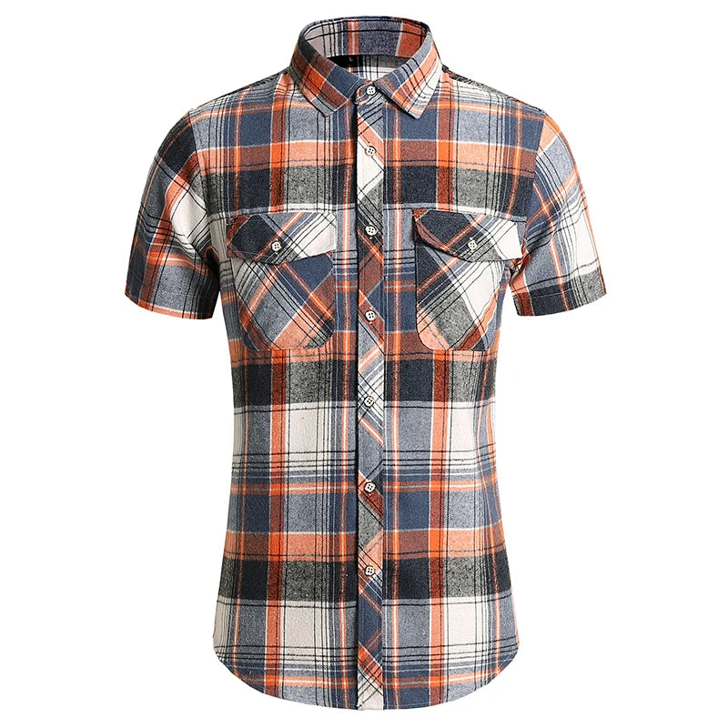 Verão novos homens de manga curta camisa xadrez vermelho/branco moda masculina negócios social vestido de festa de casamento topo tamanho grande 7xl-m