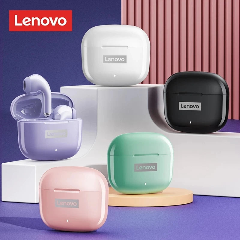 Lenovo-LP40Pro Fones De Ouvido Bluetooth Sem Fio com Microfone, Fones De Ouvido À Prova D 'Água, Fone De Ouvido Esportes, Controle De Toque, TWS Headset, Original