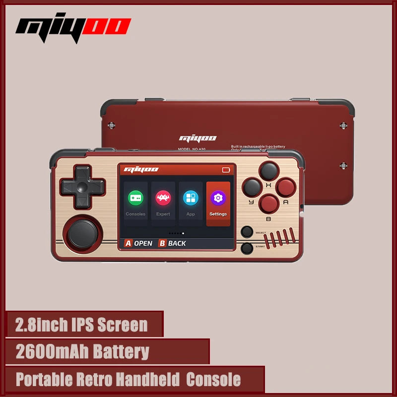 MIYOO-Mini A30 Handheld Jogo Retro para Crianças, 2.8 "Tela IPS HD, WiFi, Open Source, Sistema Linux, Presente