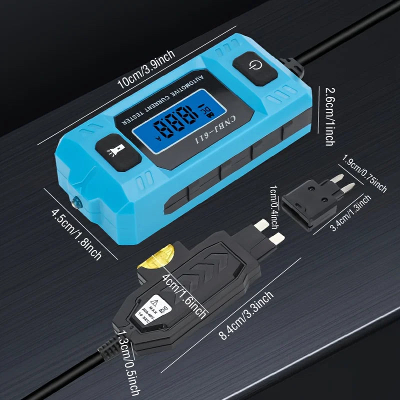 Testador de circuito de carro, ferramenta de diagnóstico de fusível de teste de corrente, faixa 12v 0.01 ~ 19.99a, detector de reparo, galvanômetro, acessórios automotivos