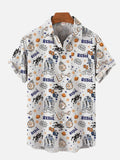 Camisa estampada em desenho 3D masculina, camisa havaiana, blusas de praia, manga curta, lapela vocacional, moda menino, fofo, 2024