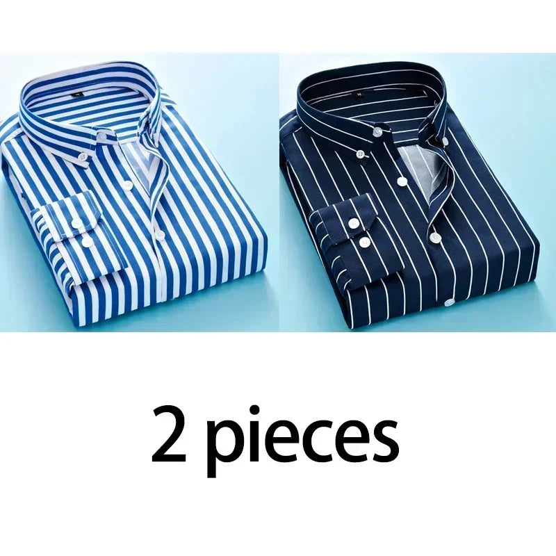 Camisa listrada de manga comprida masculina, Roupas populares coreanas, Roupas de luxo, Camisas Elegantes Lisas, Moda Masculina