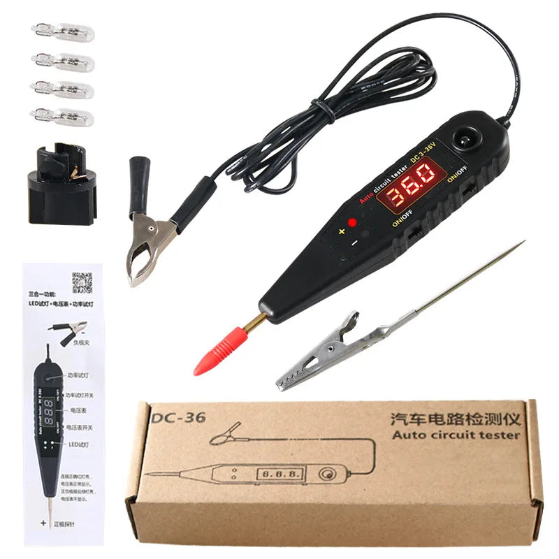 Veículo Sensor de Pulso Sinal LED Light Testing Pen Probe, Carro Poder Voltímetro, Auto Circuito Tester, Ferramenta de Diagnóstico, DC 0-36V