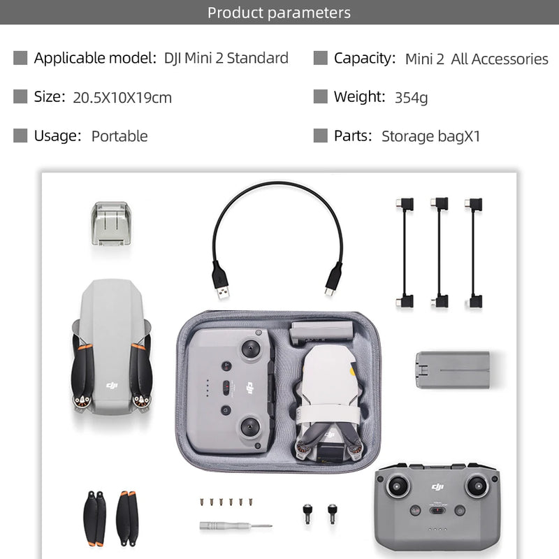 Bolsa de transporte de armazenamento para dji mini 2/mini 2 se/mini 4k drone bateria caixa de controle remoto proteção portátil bolsa acessórios