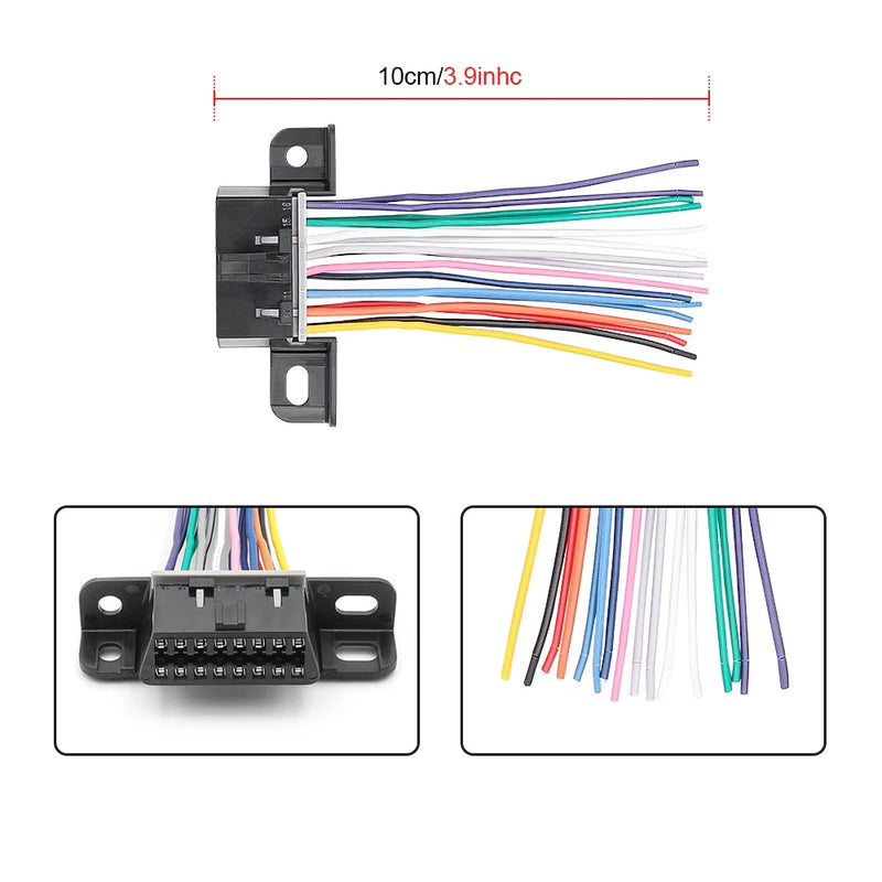 Ferramenta de Diagnóstico Automotivo Feminino, OBD 2 Conector, DIY Cabo de Extensão para VW, Toyota, Honda, J1962, 16Pin, 10cm, DIY