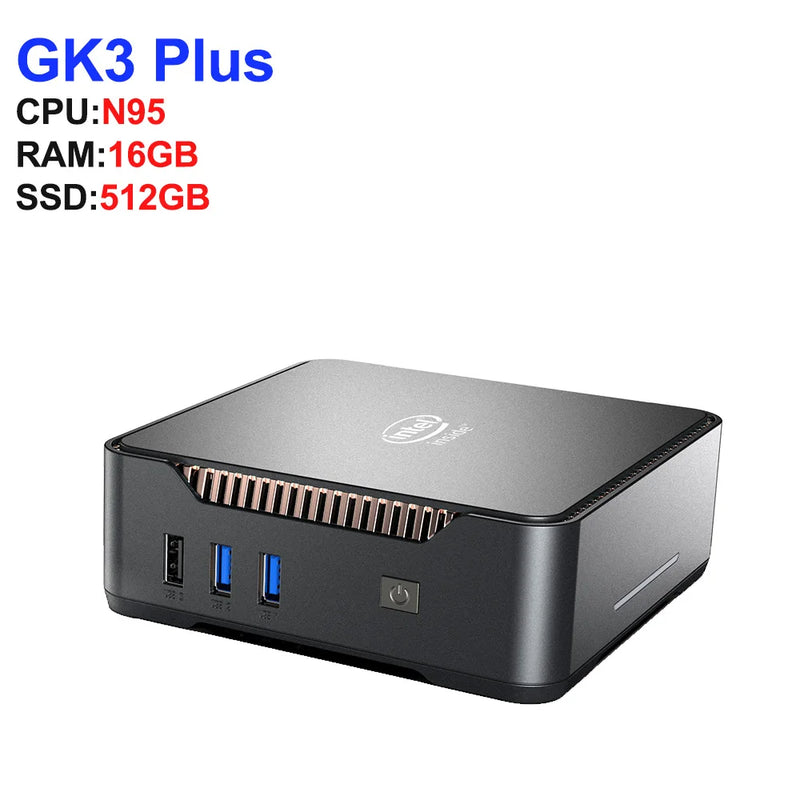 GK3V Mini PC Computador para jogos DIY Intel Alder Lake N100/N95 8GB 16GB 1TB NVMe Windows 11 Pro 4K HD VGA Win 11