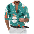 Flocos de neve dourados impressos em 3D masculino Camisa, Abotoados, Manga comprida, Ao ar livre, Colarinho, Roupas, Dia, Dia, 2024