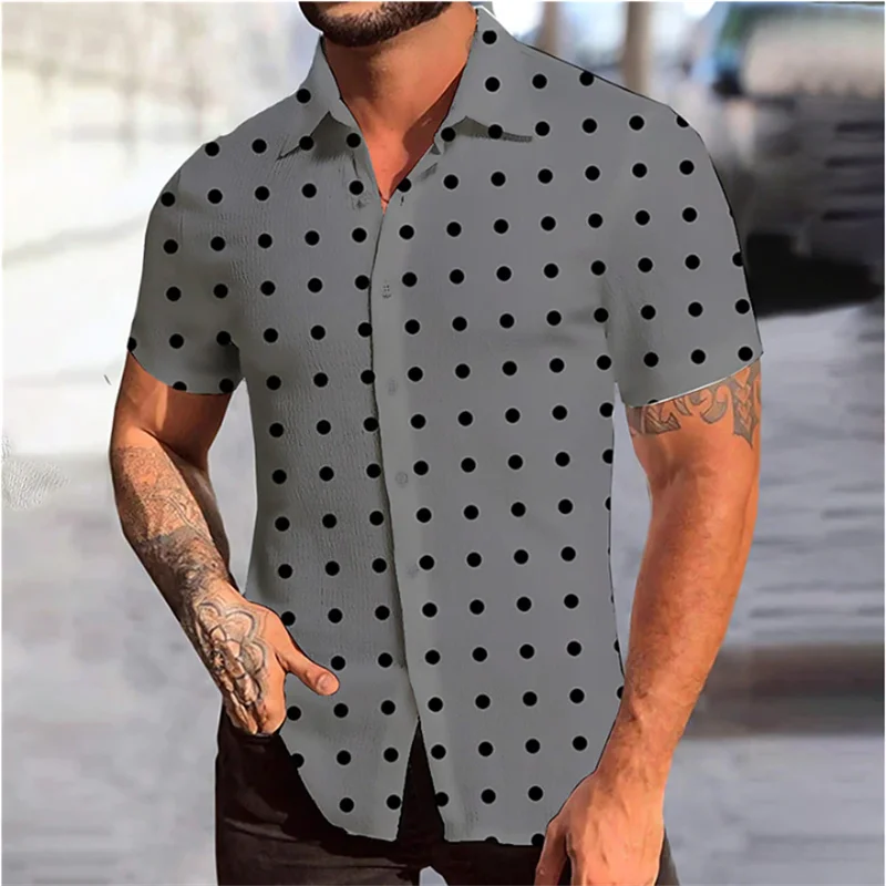 Camisa retrô xadrez masculina estampada vintage, manga havaiana curta grande, moda casual de luxo, verão, 2023