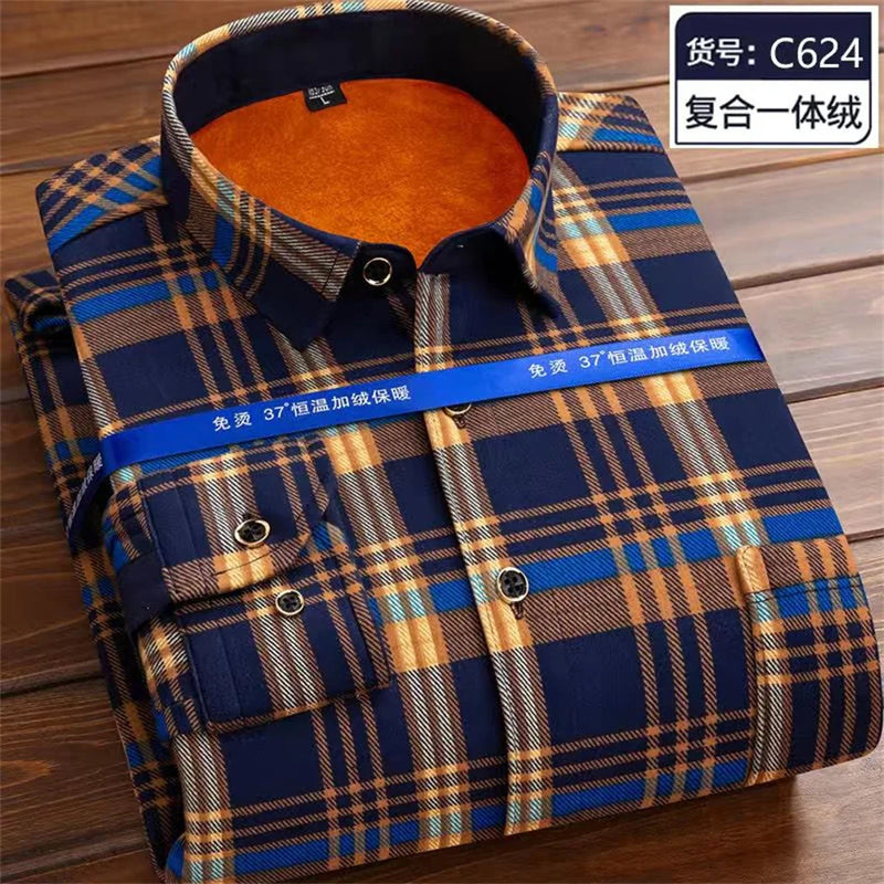 2025 outono inverno masculino manga longa camisa xadrez grosso quente casual camisas macias moda bussiness topos roupas tamanho grande 4xl