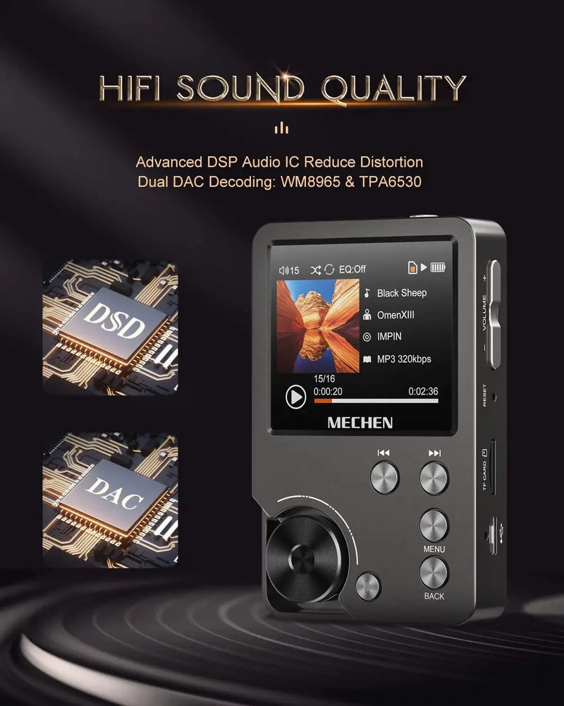 Lossless HiFi MP3 Player, MECHEN-M30, alta qualidade, 64GB Memory Card Support, 256GB