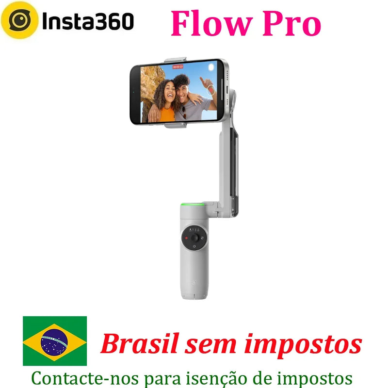 Insta360 Flow Pro Smartphone Estabilizador Portátil, Auto Tracking Phone Gimbal, Estabilização de 3 Eixos Para Iphone Android