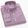 Camisa Oxford xadrez casual masculina, confortável, de algodão puro, com botões, ajuste regular, listrada, social, de alta qualidade