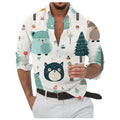 Flocos de neve dourados impressos em 3D masculino Camisa, Abotoados, Manga comprida, Ao ar livre, Colarinho, Roupas, Dia, Dia, 2024