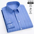 Camisa de manga comprida listrada anti-rugas masculina, camisa xadrez formal, slim fit, stretch, social, negócio, novo, S-5XL