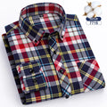 7XL 8XL Plaid Shirts For Men's Long Sleeve Cotton Fashion Single Patch Pocket Design  Casual Standard-Fit Thick Flannel Shirt