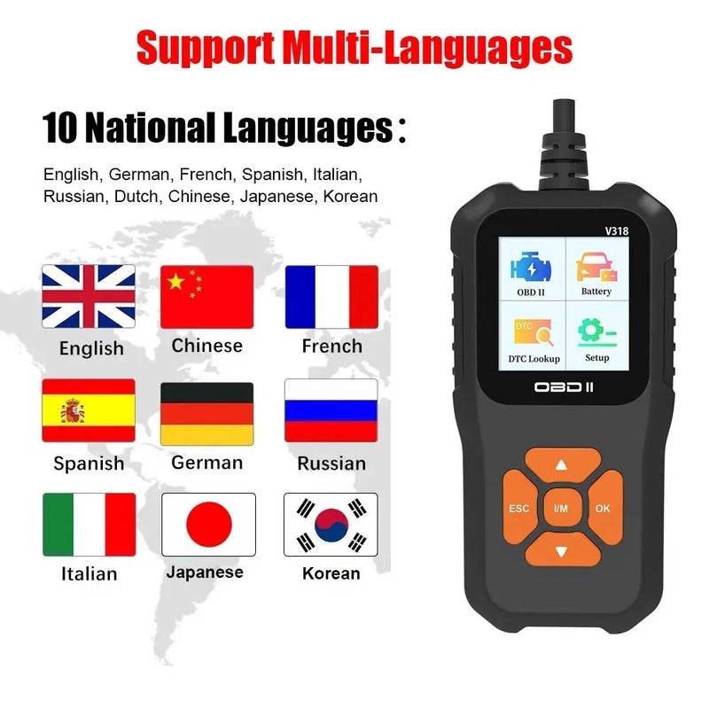 Professional Auto Engine System Ferramenta de Diagnóstico OBD2 Scanner, Lifetime Free Automotive DTC Lookup Code Reader, Car Diagnostic Tool, Novo