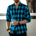 Camisa retrô de manga comprida com estampa xadrez masculina, camisa casual cardigã, roxa, alta qualidade, verão, novo, S-6XL, 2022