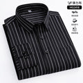 Camisa de manga comprida listrada anti-rugas masculina, camisa xadrez formal, slim fit, stretch, social, negócio, novo, S-5XL