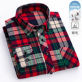 Camisa xadrez de manga longa masculina, 100% puro algodão, flanela, macia, regular-fit, escovada, bolso único, confortável, casual, S-8XL