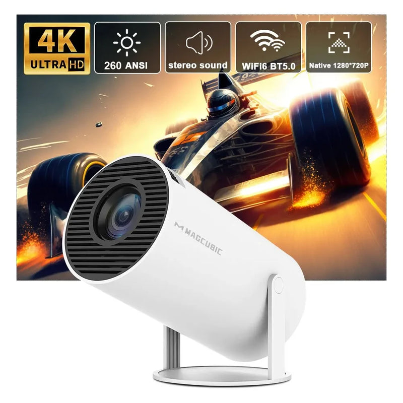 Projetor magcúbico hy300 pro 4k android 11 duplo wifi6 260ansi allwinner h713 bt5.0 1080p 1280*720p cinema em casa projetor ao ar livre