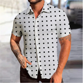 Camisa retrô xadrez masculina estampada vintage, manga havaiana curta grande, moda casual de luxo, verão, 2023