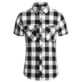 Camisa xadrez masculina com botões, manga curta, casual, tops 7xl, vinatge, verão, bolso duplo, roupas de grife, camisas de trabalho