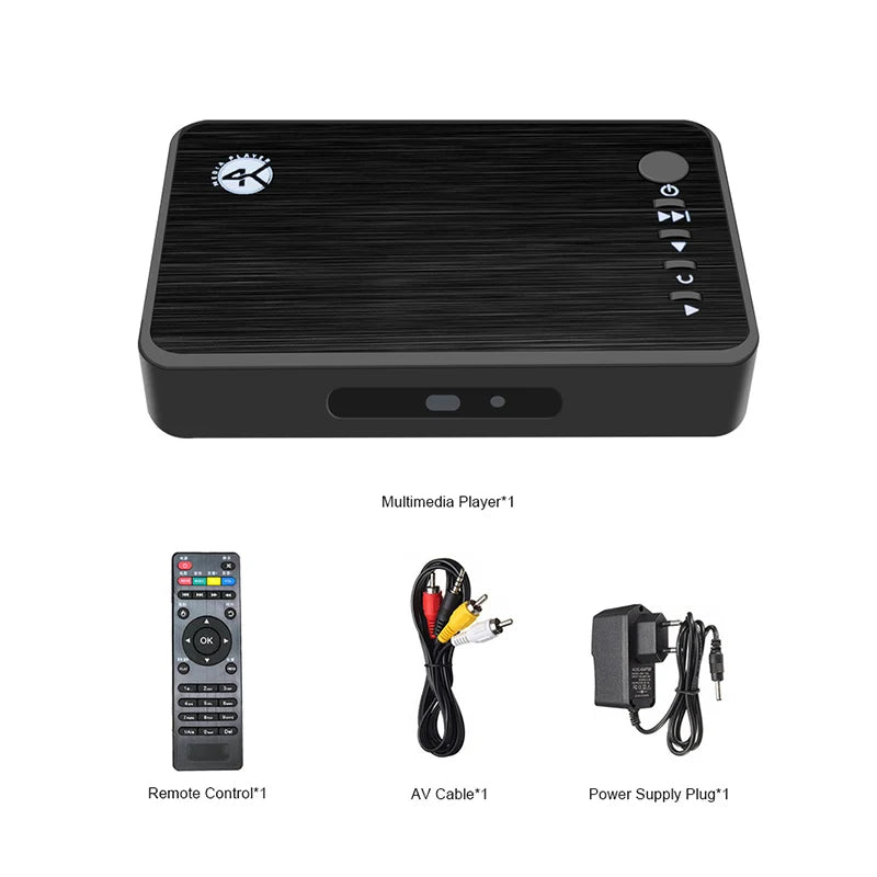 4K Ultra HD Media Player para carro, TV, SD, MMC, RMVB, MP3, USB, HDD externo, disco U, leitor multimídia, caixa com VGA, SD, MKV, H.265