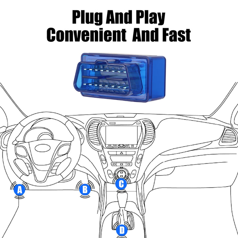 ELM327 Scanner De Diagnóstico De Carro, Adaptador De Interface OBD2, Mini Leitor De Código, Modo Duplo, Detector Bluetooth V1.5 para IOS, Android