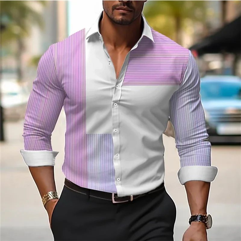 Linha de camisa xadrez masculina com lapela, manga comprida, slim fit, roupa luxuosa, camisa de baile, tamanho grande, XS-6XL, alta qualidade