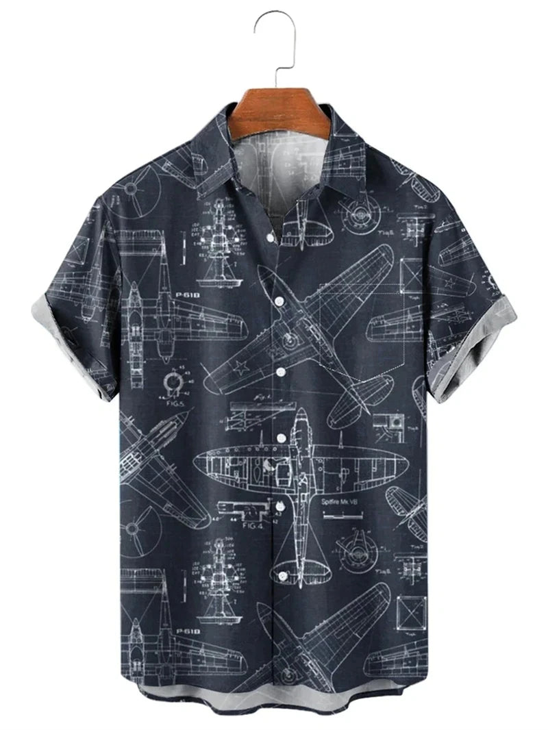 Camisa de lapela impressa em 3D para homens e mulheres, mangas curtas, streetwear de botão, roupas unissex superdimensionadas, moda de personalidade