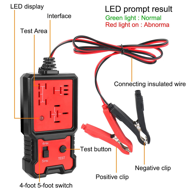 Luz indicadora LED para Verificador da bateria do carro, Teste eletrônico, Relé Tester, Ferramentas de diagnóstico, Acessórios automotivos, Universal, 12V