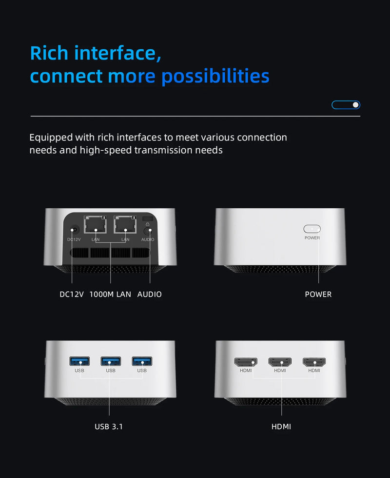 SZBOX-Mini PC Computador Intel Jasper Lake Gaming, T8 PRO, N5105, LPDDR4X, 12GB, SSD 512GB, M.2 2242, NGFF, NVMe Max, 2TB, WiFi 5, BT4.2, DIY