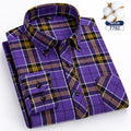 7XL 8XL Plaid Shirts For Men's Long Sleeve Cotton Fashion Single Patch Pocket Design  Casual Standard-Fit Thick Flannel Shirt