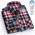 Camisa xadrez de manga longa masculina, 100% puro algodão, flanela, macia, regular-fit, escovada, bolso único, confortável, casual, S-8XL