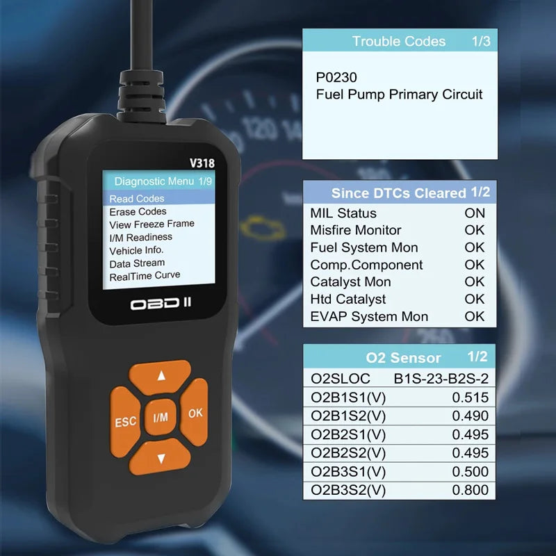 Professional Auto Engine System Ferramenta de Diagnóstico OBD2 Scanner, Lifetime Free Automotive DTC Lookup Code Reader, Car Diagnostic Tool, Novo