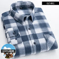 Moda masculina 100% algodão grosso escovado flanela camisas único remendo bolso manga longa padrão-ajuste xadrez xadrez xadrez camisa casual