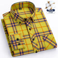 Camisa de flanela grossa masculina, manga comprida, algodão puro, design de bolso patch, camisas xadrez, ajuste padrão, jovens adultos, outono, inverno